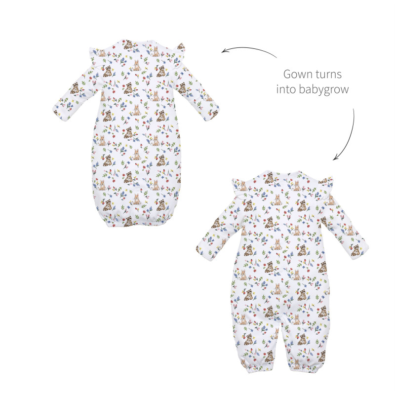 Baby converter gown with ruffles for girls TR002 Baby converter gown with ruffles for girls TR002