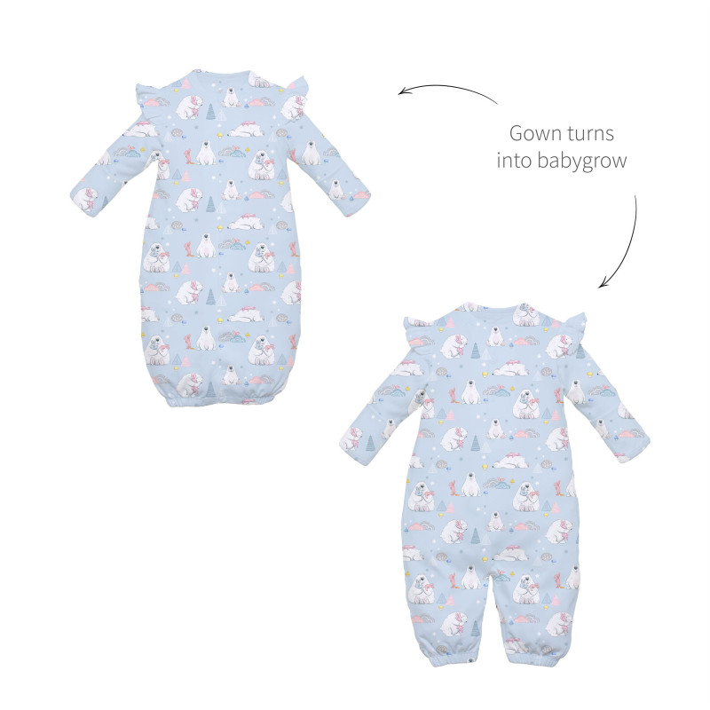 Baby converter gown with ruffles for girls TR002 Baby converter gown with ruffles for girls TR002