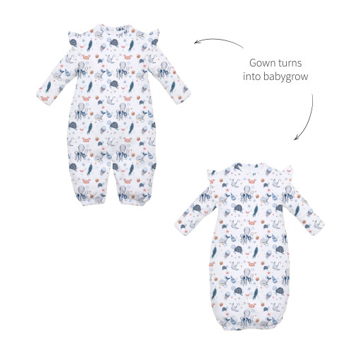 Baby converter gown with ru..