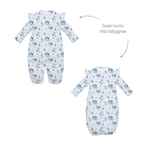 Baby converter gown with ru..