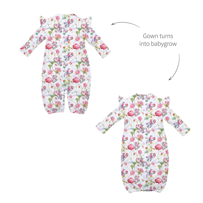 Baby converter gown with ruffles for girls TR002 Baby converter gown with ruffles for girls TR002