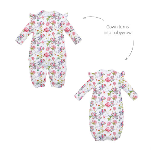 Baby converter gown with ru..