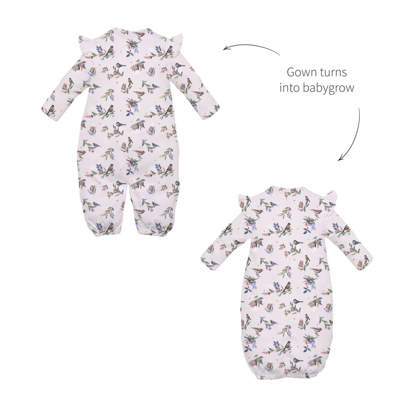 Baby converter gown with ruffles for girls TR002 Baby converter gown with ruffles for girls TR002