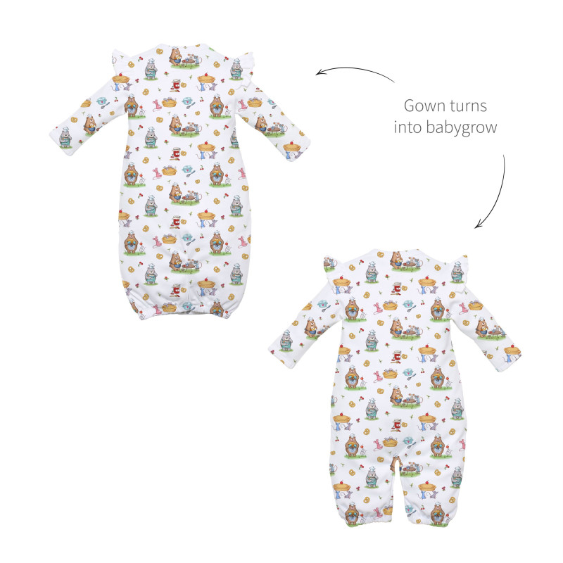 Baby converter gown with ruffles for girls TR002 Baby converter gown with ruffles for girls TR002