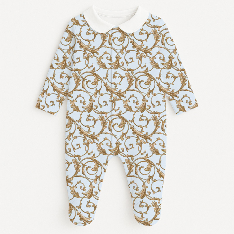 Babygrow with collar 100% pima cotton with K063 Allure Blue