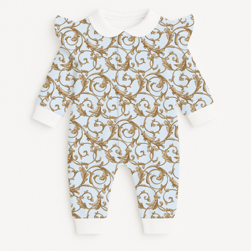 Long sleeve Romper for baby with ruffles and Collar K070CL Allure Blue Long sleeve Romper for baby with ruffles and Collar K070CL Allure Blue