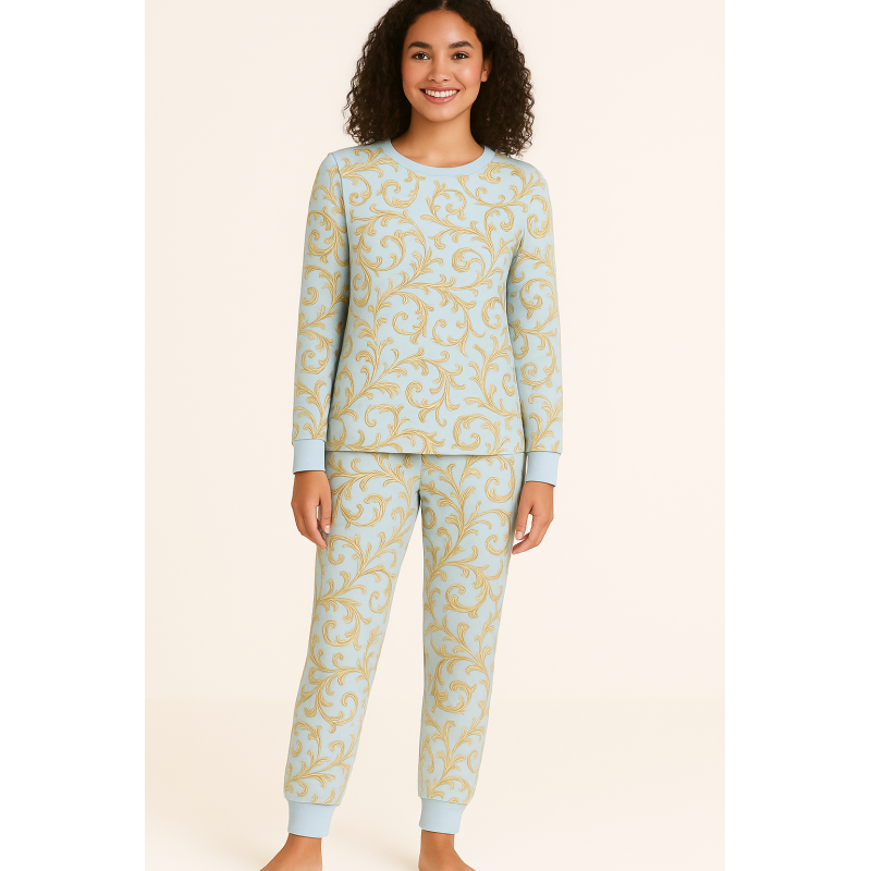 Luxury Long Adult Pyjama Set PW101  Allure Blue