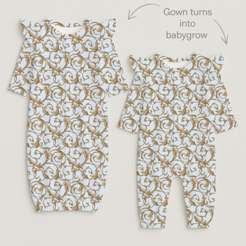 Baby converter gown with ru..
