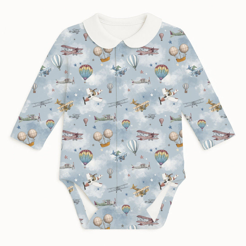 Printed Long-Sleeve Front Fastening Bodyvest with Collarf for Babies BLS005CL  Balloons