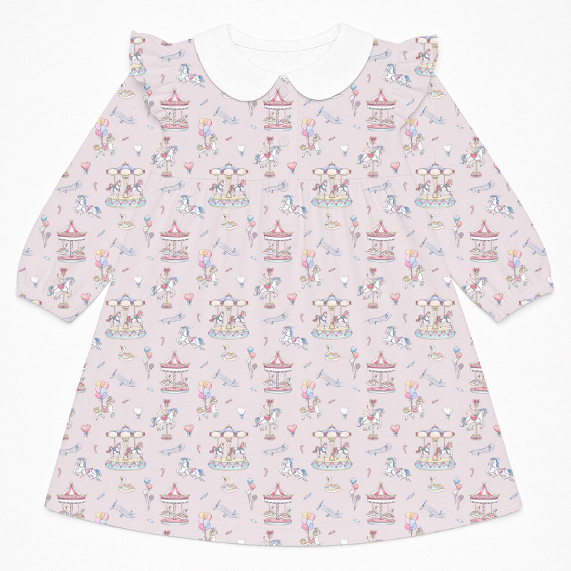 Charming Long-Sleeved Dress with Ruffles and Collar DR017CL