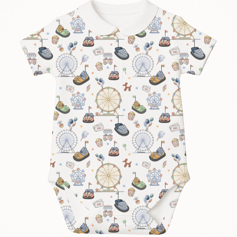 Printed Short-Sleeve Front Fastening Bodyvest with Collar for Babies BSHL009CL Bumper Car Printed Short-Sleeve Front Fastening Bodyvest with Collar for Babies BSHL009CL Bumper Car