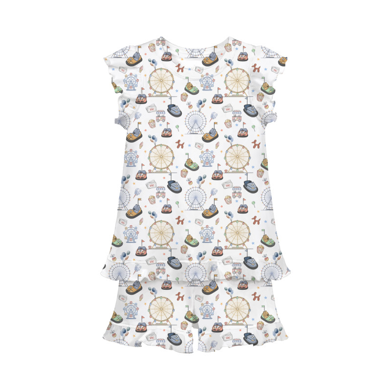 Short Supima Cotton Pyjamas with Ruffles – PJ007 Bumper Car