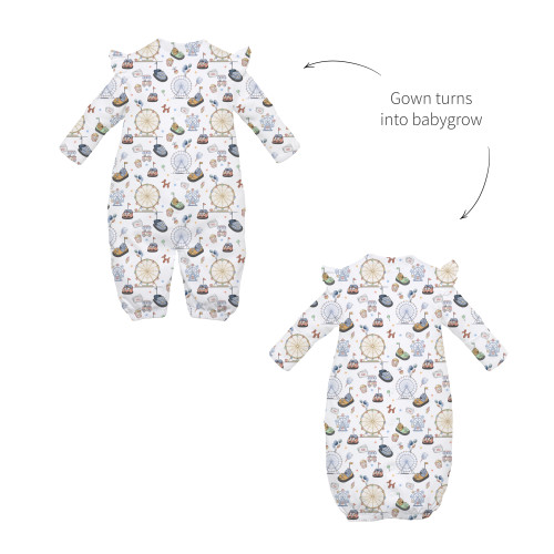 Baby converter gown with ru..