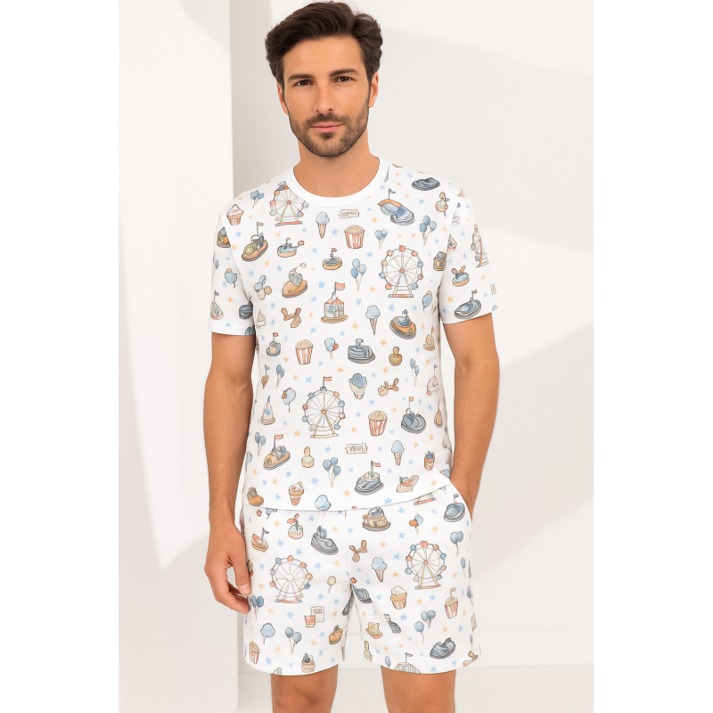 Elegant Set with Short-Sleeve T-Shirt and Straight-Leg Pants 100% Supima Cottons PW104 BUMPER CARS Elegant Set with Short-Sleeve T-Shirt and Straight-Leg Pants 100% Supima Cottons PW104 BUMPER CARS