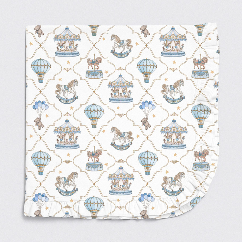 Two-Layer Baby Blanket with Ruffles BL002 Coquette blue
