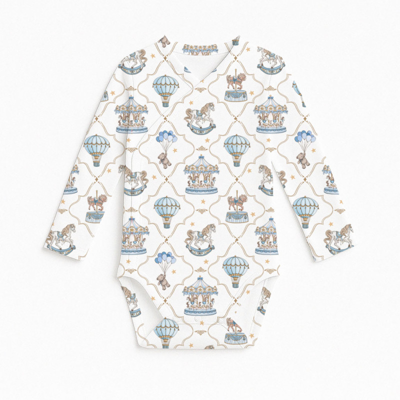 Printed Long-Sleeve Kimono Bodyvest for Babies BLS004 Coquette blue Printed Long-Sleeve Kimono Bodyvest for Babies BLS004 Coquette blue