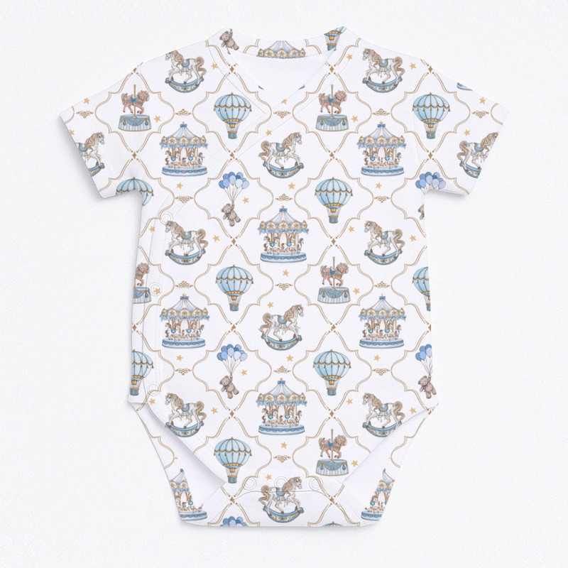 Printed Short-Sleeve Kimono Bodyvest for Babies BSHL004 Coquette blue Printed Short-Sleeve Kimono Bodyvest for Babies BSHL004 Coquette blue