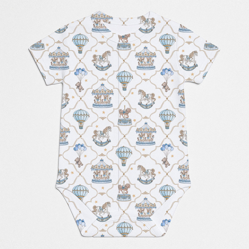 Printed Short-Sleeve Front Fastening Bodyvest for Babies BSHL009 Coquette blue