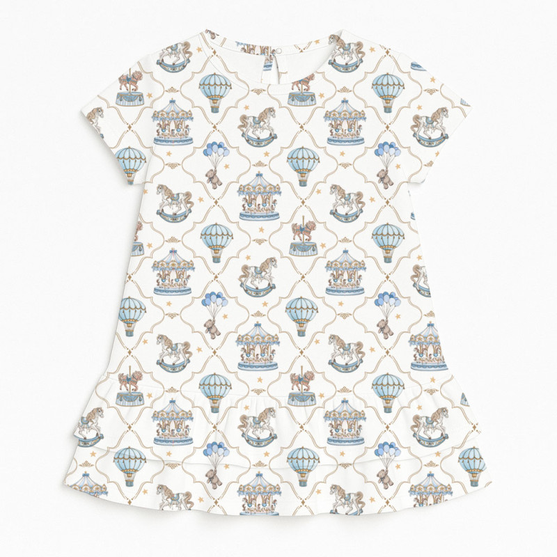 Supima Cotton Night Dress with Ruffle DR002 Coquette blue