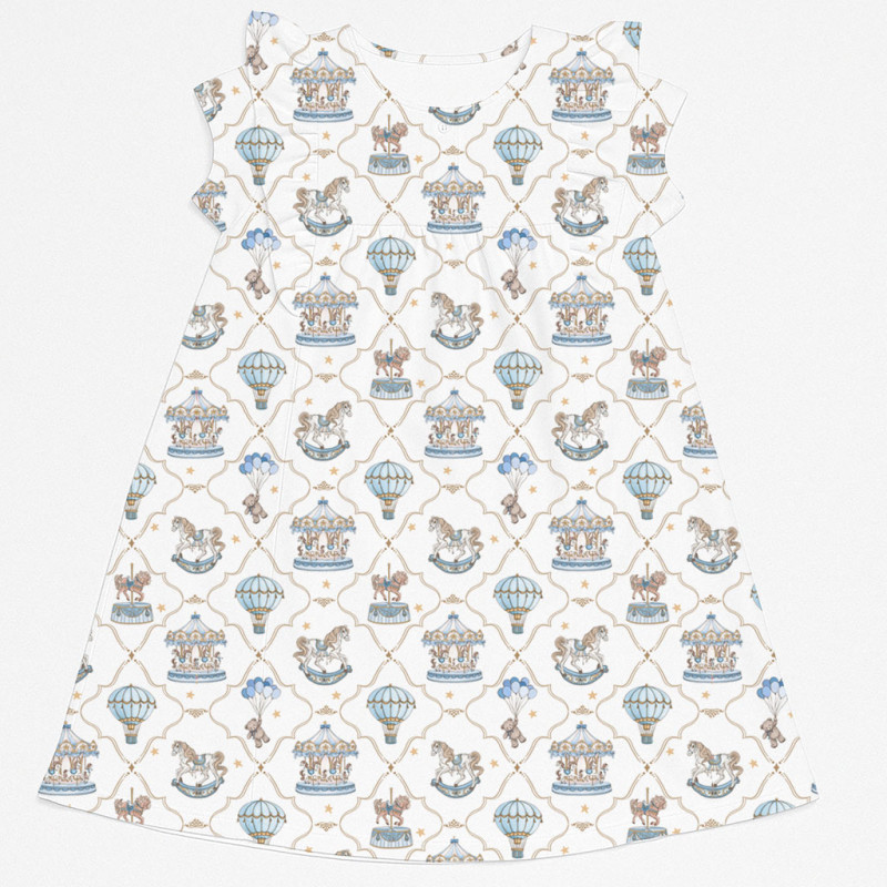 Сукня  з коротким рукавом і оборкою з бавовни Supima DR018 Coquette blue