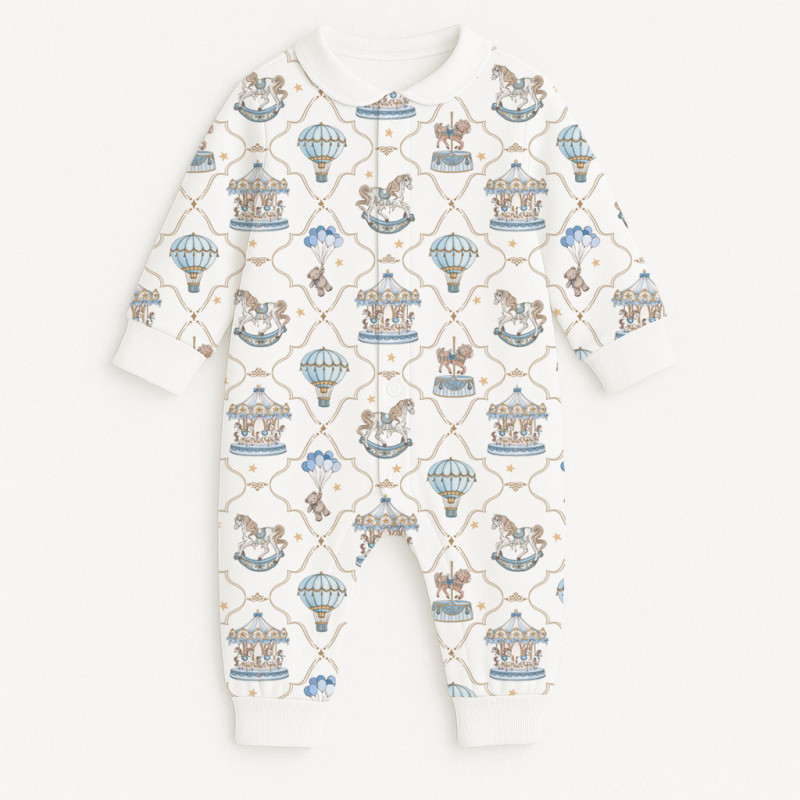 Long sleeve Romper for baby with collar K060CL Coquette blue Long sleeve Romper for baby with collar K060CL Coquette blue