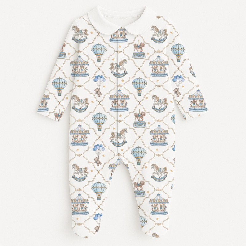 Babygrow with collar 100% pima cotton with K063 Coquette blue