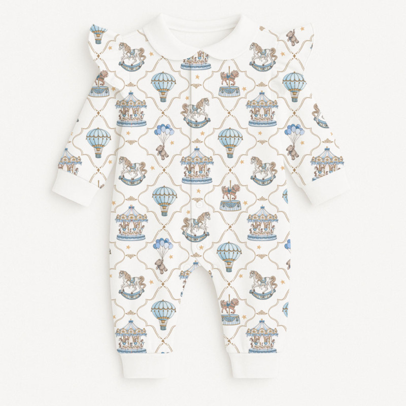Long sleeve Romper for baby with ruffles and Collar K070CL Coquette blue Long sleeve Romper for baby with ruffles and Collar K070CL Coquette blue
