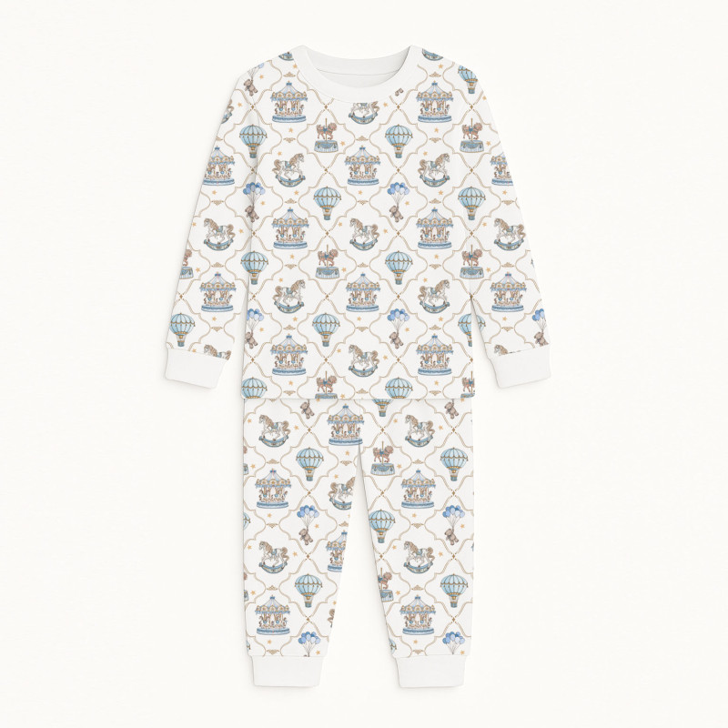 Pyjama long sleeve 100% organic pima Cotton PJ001 Coquette blue Pyjama long sleeve 100% organic pima Cotton PJ001 Coquette blue