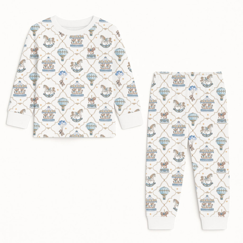 Pyjama long sleeve 100% organic pima Cotton PJ001 Coquette blue Pyjama long sleeve 100% organic pima Cotton PJ001 Coquette blue