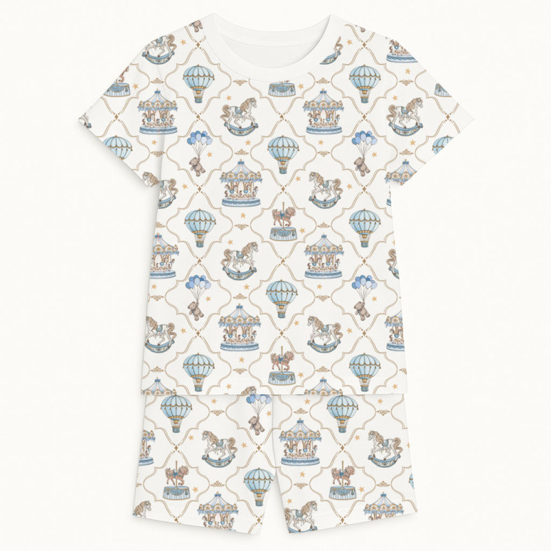 Комфортний комплект із органічного піма котону з коротким рукавом PJ005 Coquette blue