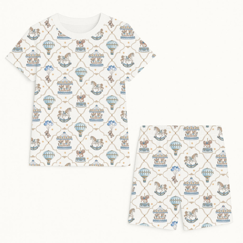 Комфортний комплект із органічного піма котону з коротким рукавом PJ005 Coquette blue