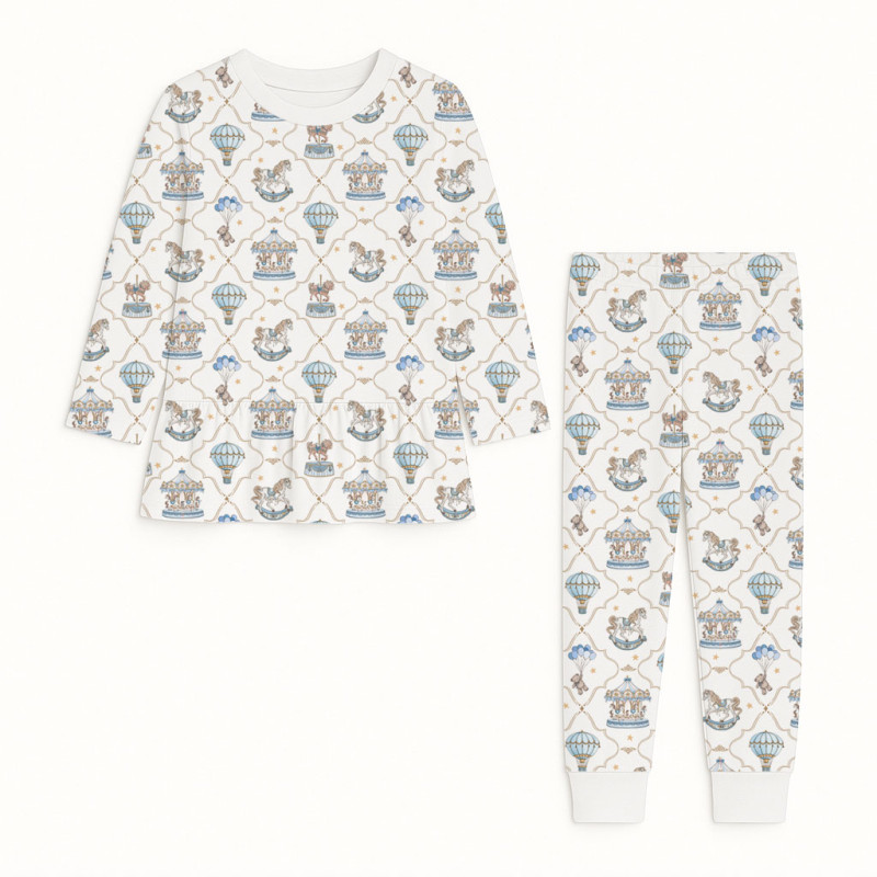 Пижама для девочек из хлопка Supima с длинным рукавом — модель PJ009 Coquette blue Пижама для девочек из хлопка Supima с длинным рукавом — модель PJ009 Coquette blue