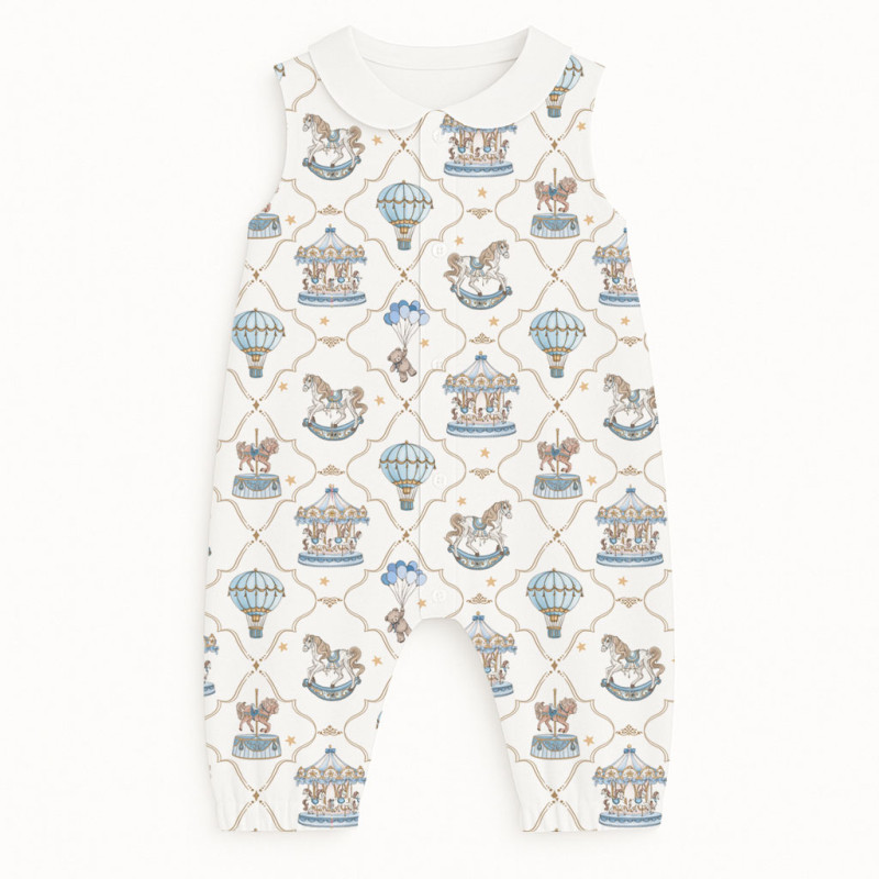Довгий пісочник з рукавами i комерцем з бавовни Supima R009CL Coquette blue