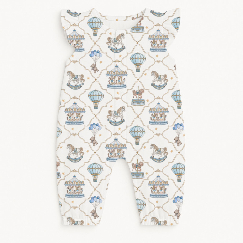 Supima Cotton Long Shortie with Ruffles – R011 Coquette blue