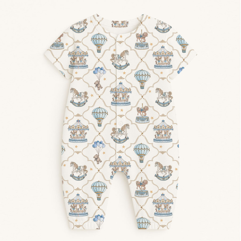 Long Supima Cotton Shortie with Sleeves  R017 Coquette blue