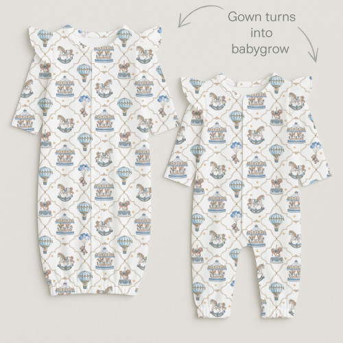 Baby converter gown with ru..