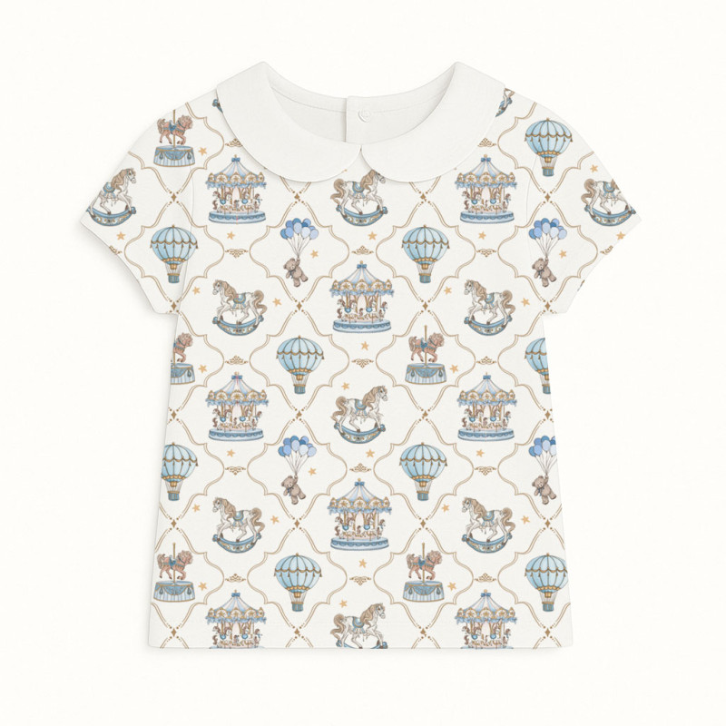 Short Sleeve T-shirt for Boys and Girls with Collar TSH001CL Coquette blue