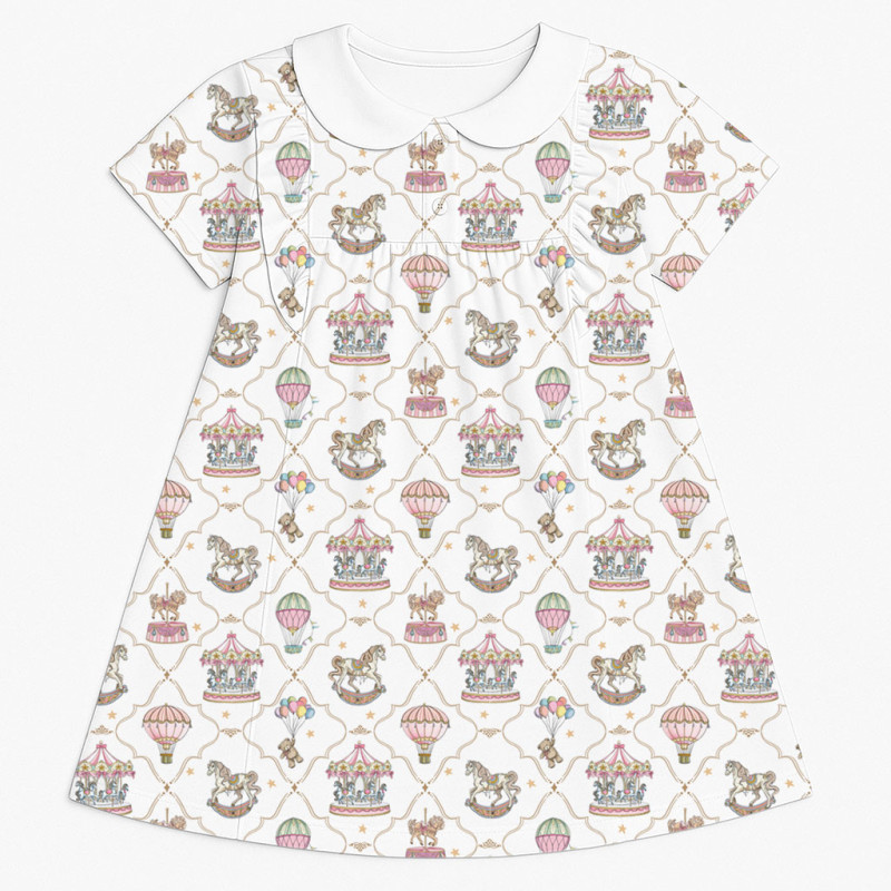 Supima Cotton Night Dress with Ruffle  and Collar DR018CL Coquette colorful
