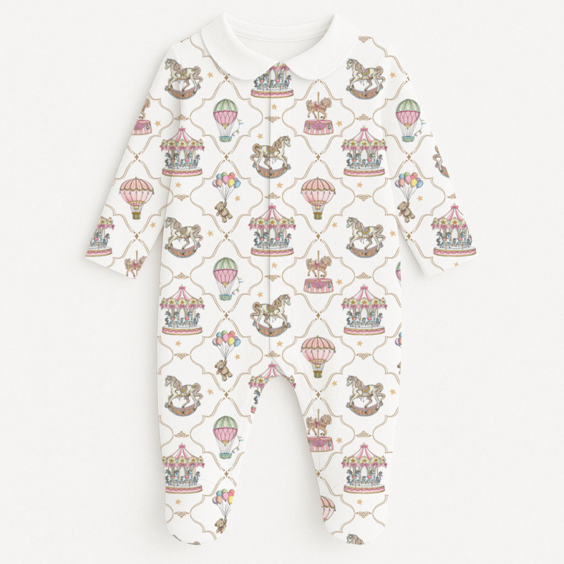 Babygrow with collar 100% pima cotton with K063 Coquette colorful