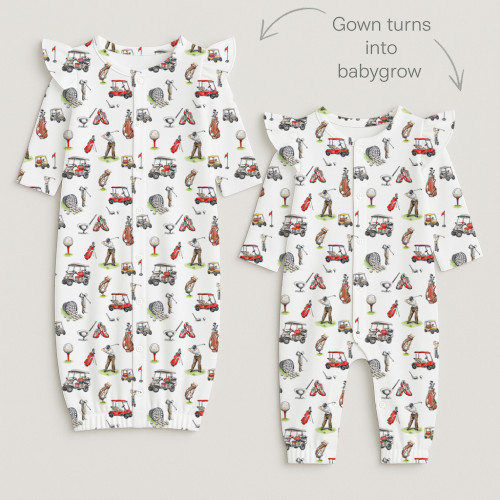 Baby converter gown with ru..