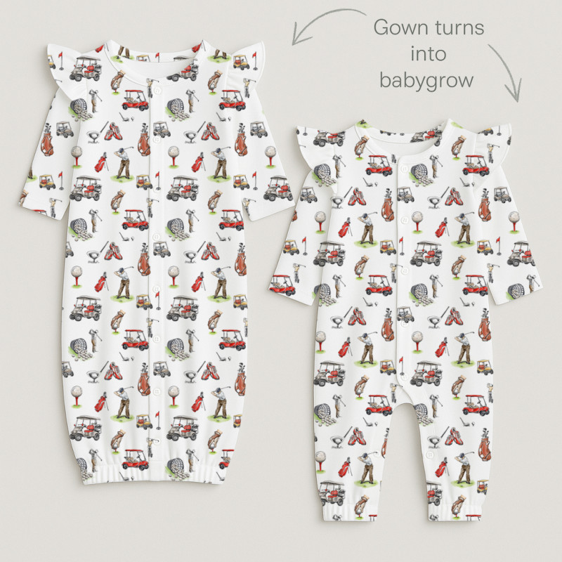 Baby converter gown with ruffles for girls TR002 Golf