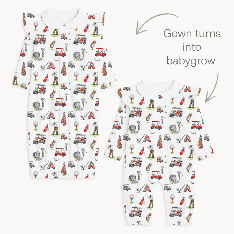 Baby converter gown with collar and ruffles TR004 Golf