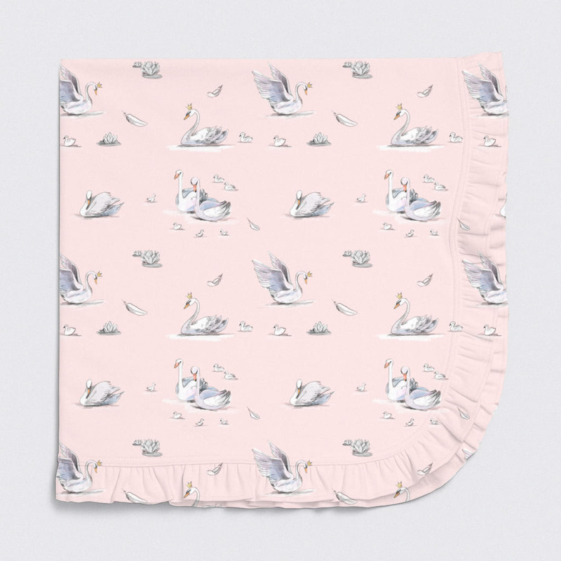 Two-Layer Baby Blanket with Ruffles BL002 Swan Two-Layer Baby Blanket with Ruffles BL002 Swan