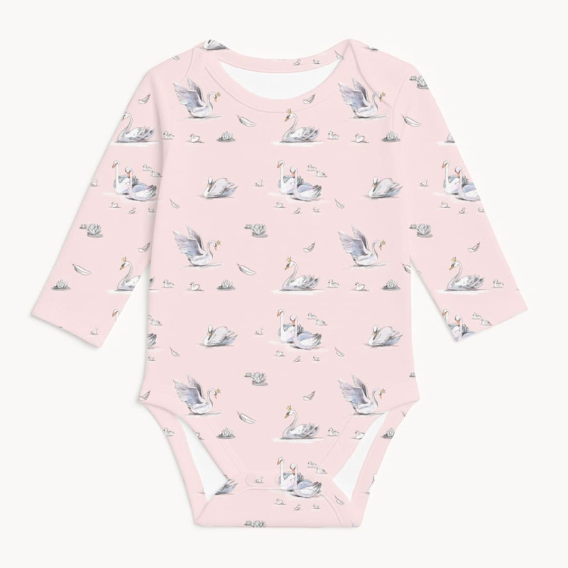 Printed Long-Sleeved Bodyvest for Babies BLS001 Swan Printed Long-Sleeved Bodyvest for Babies BLS001 Swan