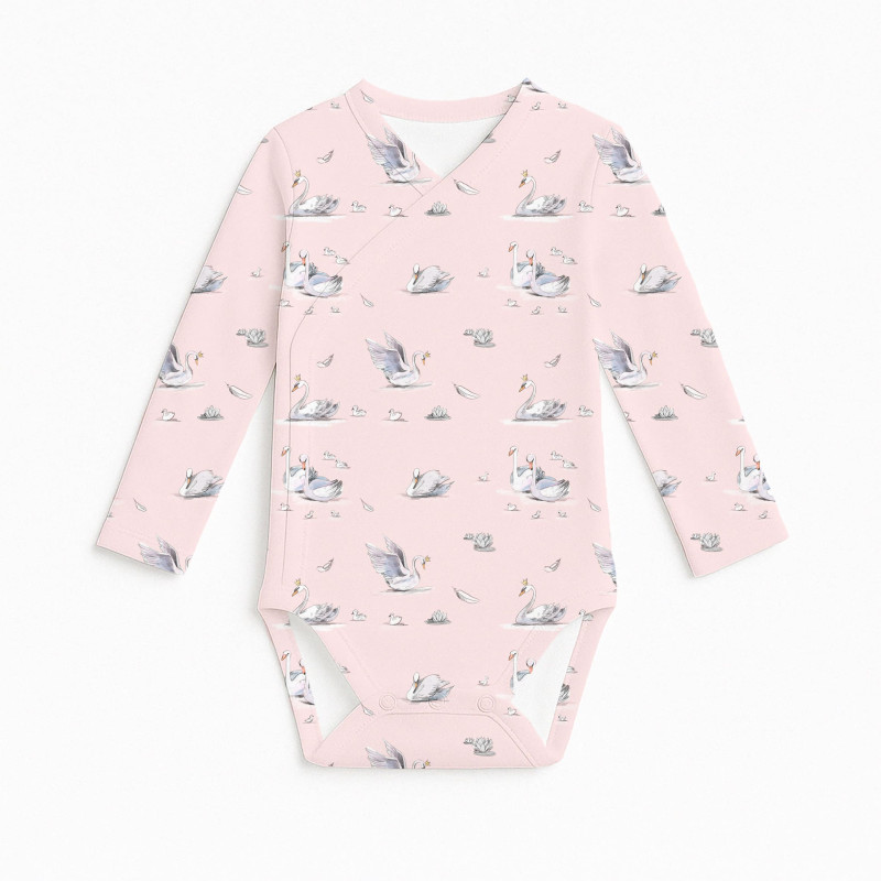 Printed Long-Sleeve Kimono Bodyvest for Babies BLS004 Swan Printed Long-Sleeve Kimono Bodyvest for Babies BLS004 Swan