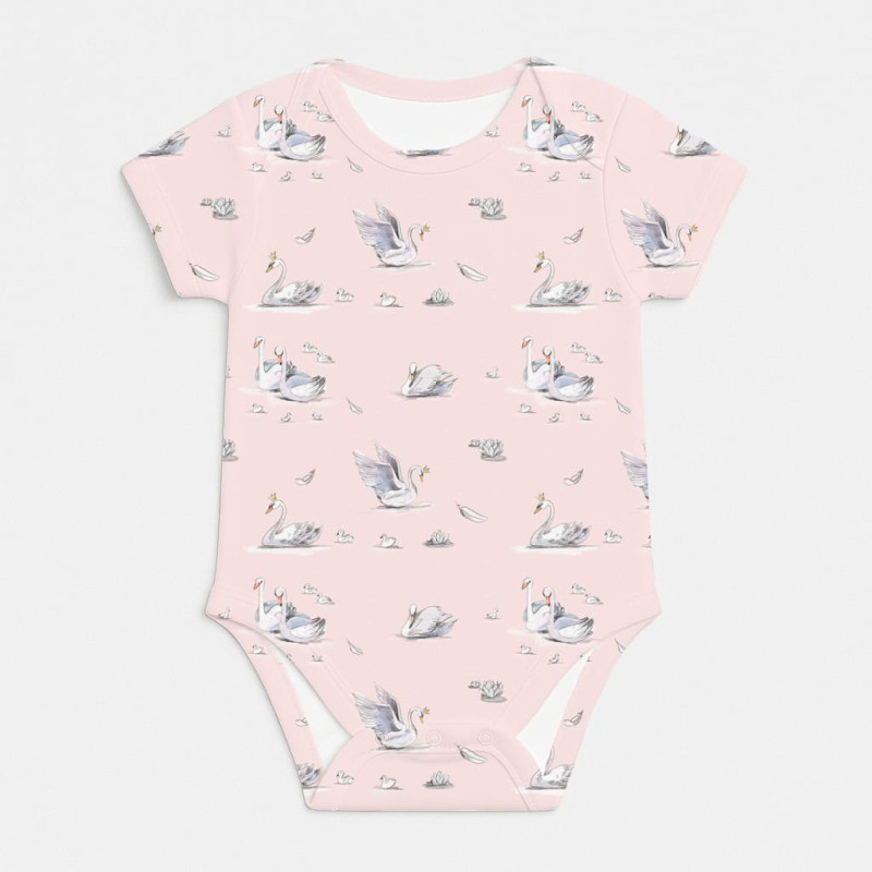 Printed Short-Sleeve Bodyvest for Babies BSHL001 Swan Printed Short-Sleeve Bodyvest for Babies BSHL001 Swan