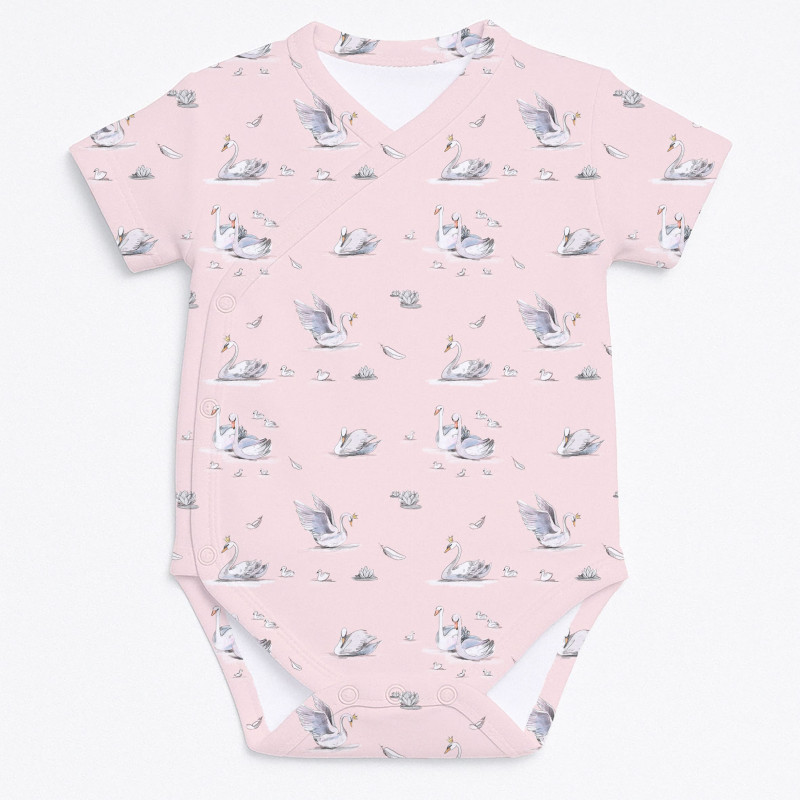 Printed Short-Sleeve Kimono Bodyvest for Babies BSHL004 Swan Printed Short-Sleeve Kimono Bodyvest for Babies BSHL004 Swan