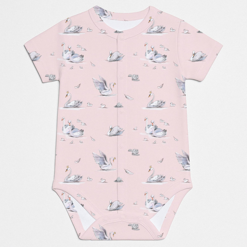 Printed Short-Sleeve Front Fastening Bodyvest for Babies BSHL009 Swan Printed Short-Sleeve Front Fastening Bodyvest for Babies BSHL009 Swan