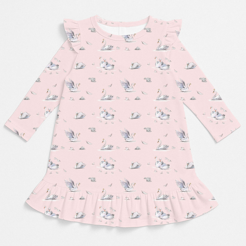 Charming Long-Sleeved Night Dress with Ruffles DR010 Swan
