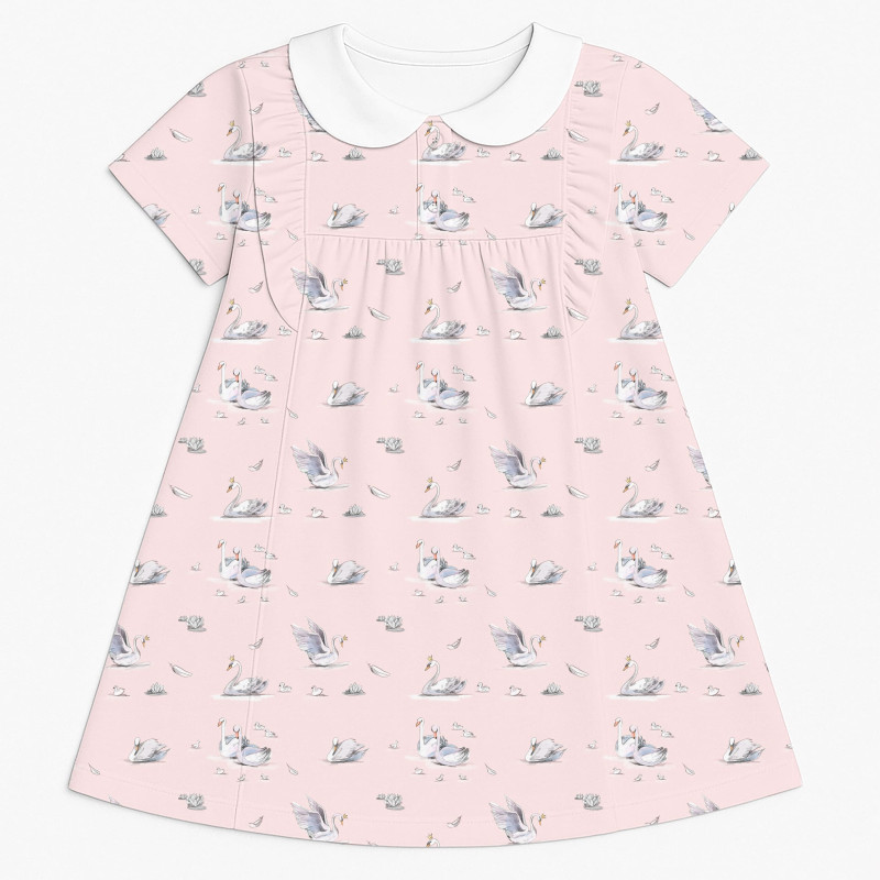 Supima Cotton Night Dress with Ruffle and Collar DR018CL Swan Supima Cotton Night Dress with Ruffle and Collar DR018CL Swan
